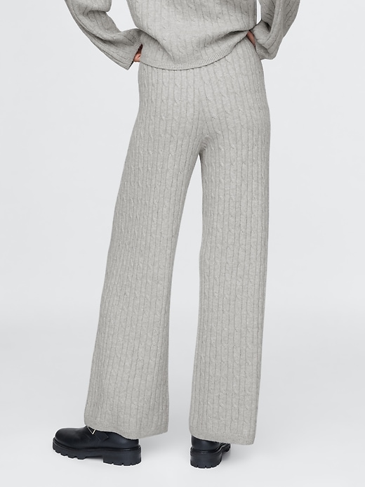 Image number 4 showing, CashSoft Cable-Knit Sweater Pants