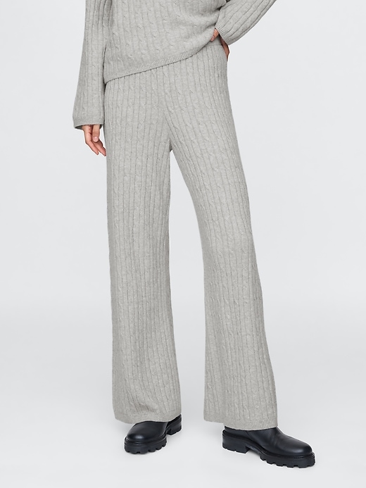 Image number 2 showing, CashSoft Cable-Knit Sweater Pants