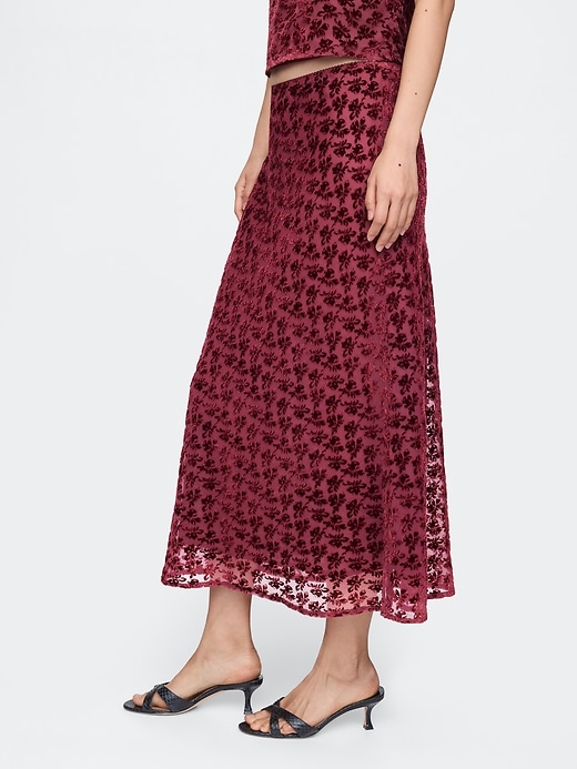 Image number 3 showing, Burnout Velvet Midi Skirt