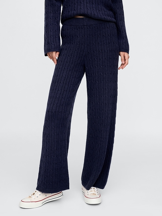 Image number 2 showing, CashSoft Cable-Knit Sweater Pants