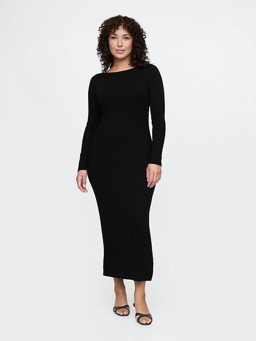 Image number 5 showing, Boatneck Rib Midi Sweater Dress