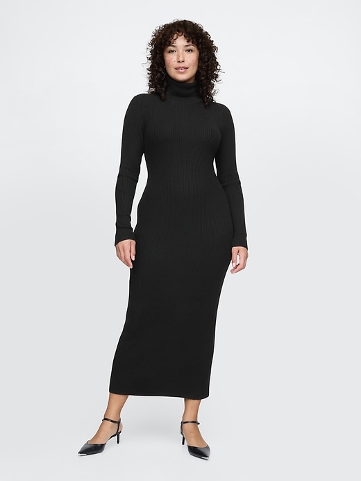 Image number 5 showing, Turtleneck Rib Midi Sweater Dress