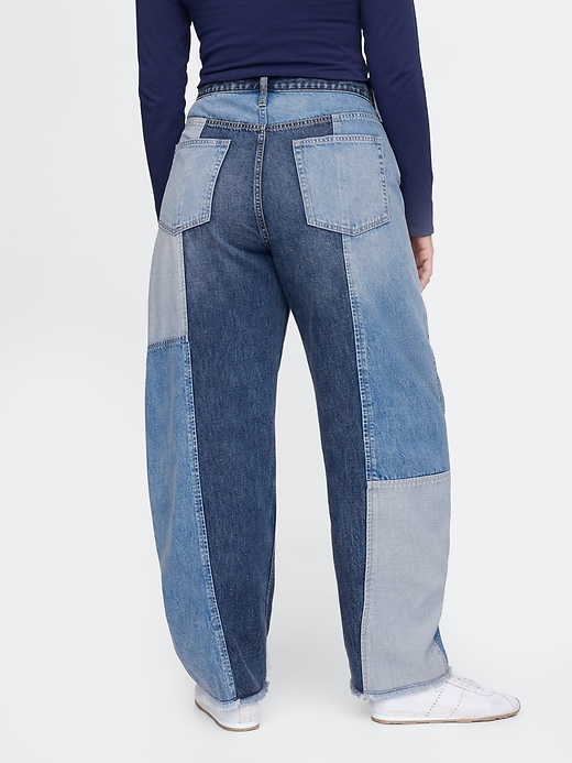 Image number 6 showing, High Rise Patchwork Barrel Jeans