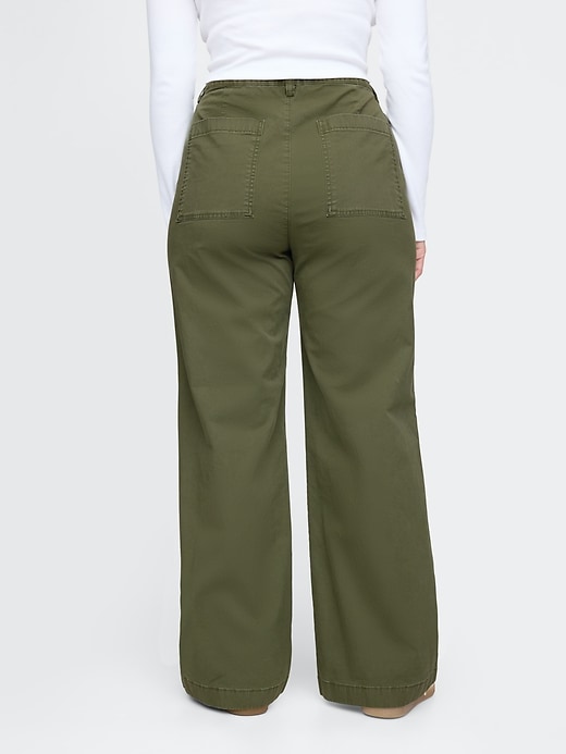 Image number 5 showing, High Rise Stride Wide-Leg Ankle Khakis