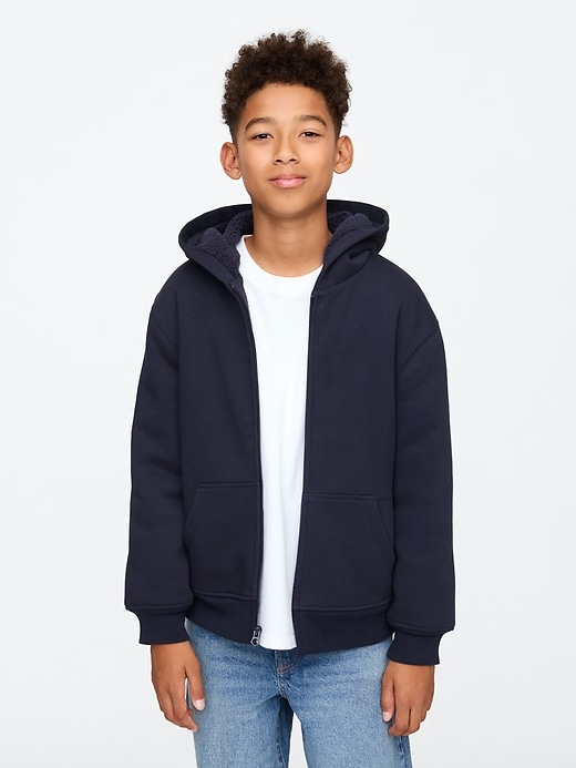 Image number 6 showing, Kids Vintage Soft Sherpa-Lined Zip Hoodie