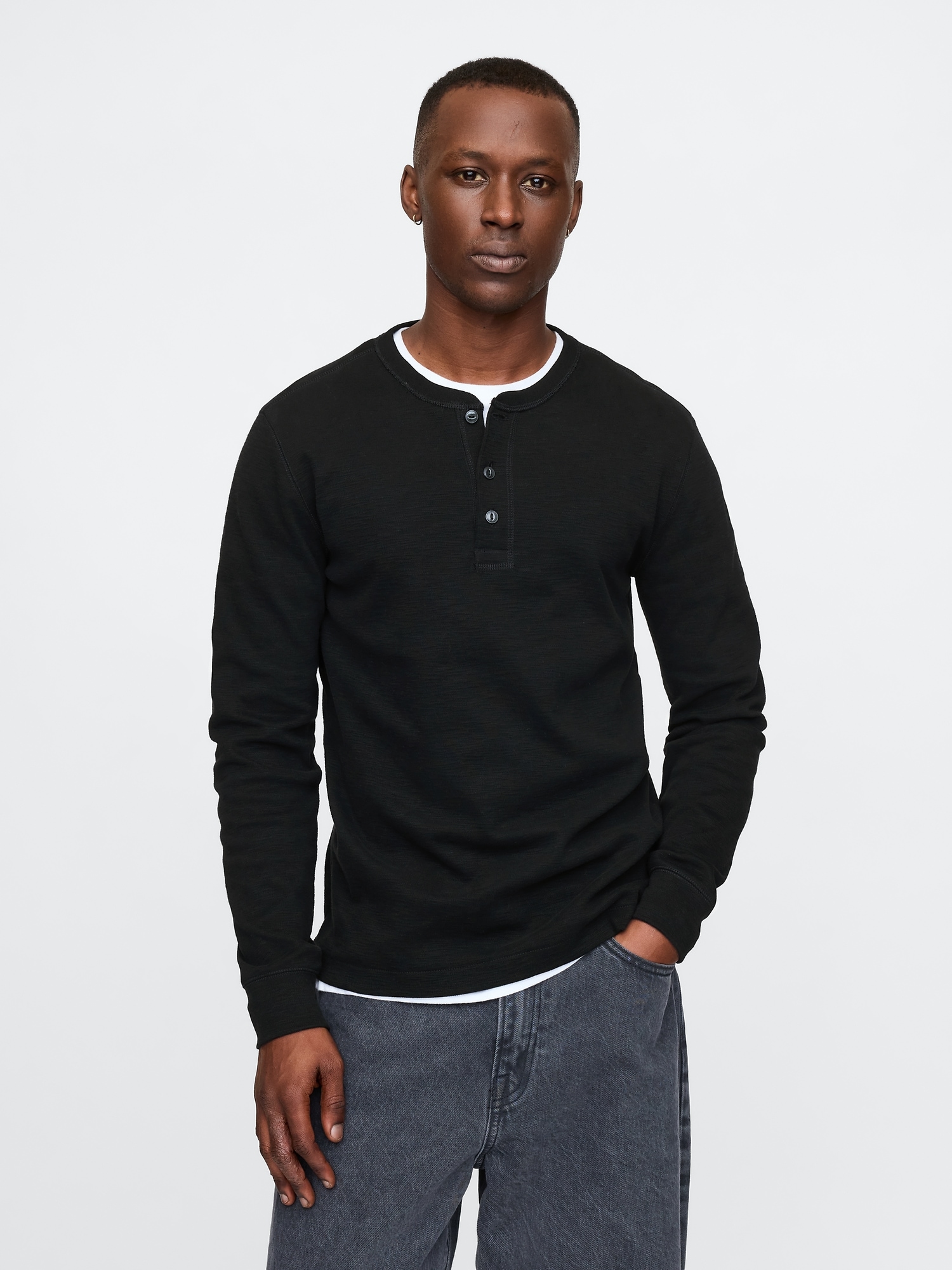 Double-Knit Henley T-Shirt