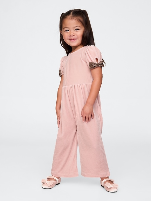 Image number 1 showing, babyGap Velour Bow-Sleeve Jumpsuit