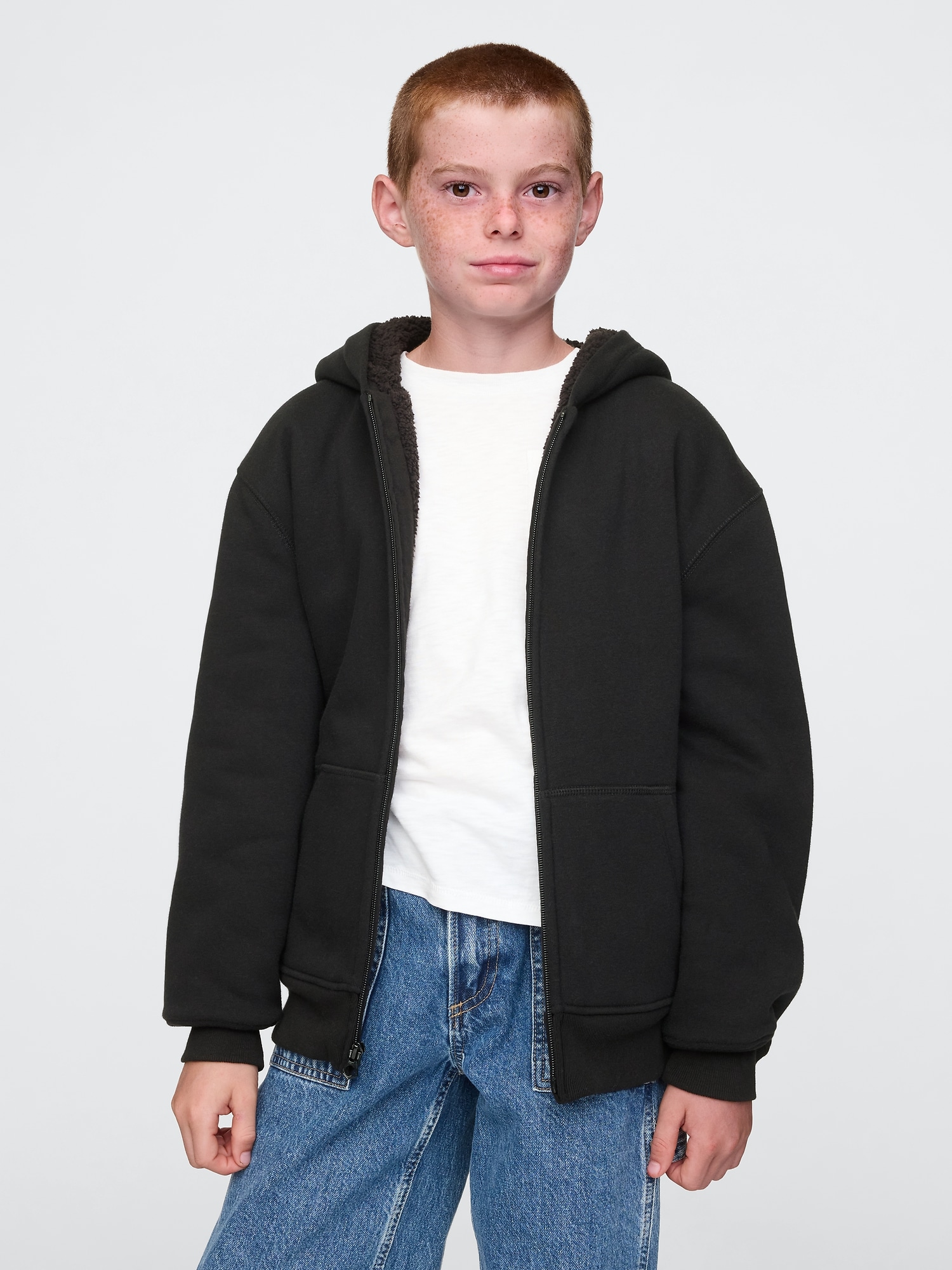 Kids Vintage Soft Sherpa-Lined Zip Hoodie