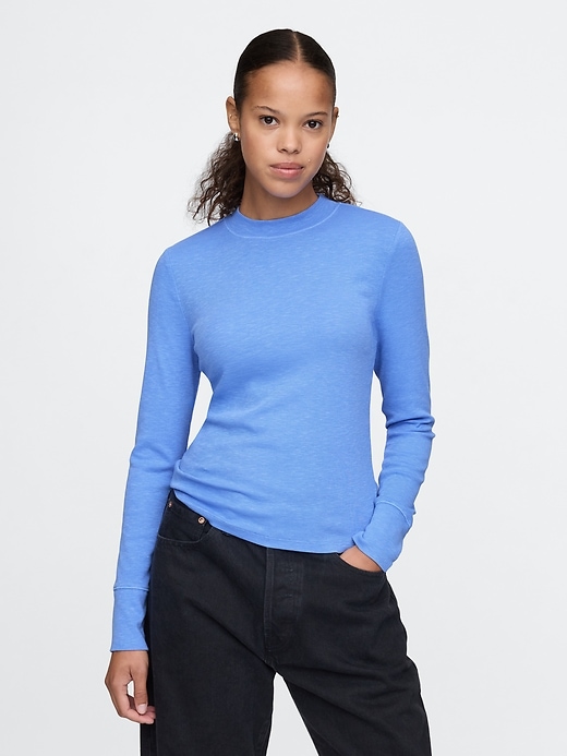 Image number 1 showing, Essential Rib Mockneck T-Shirt