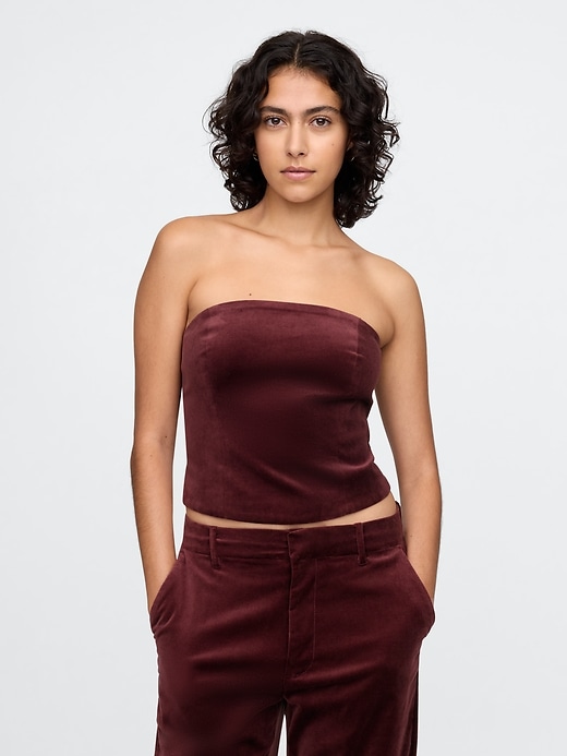 Image number 1 showing, Velvet Cropped Tube Top