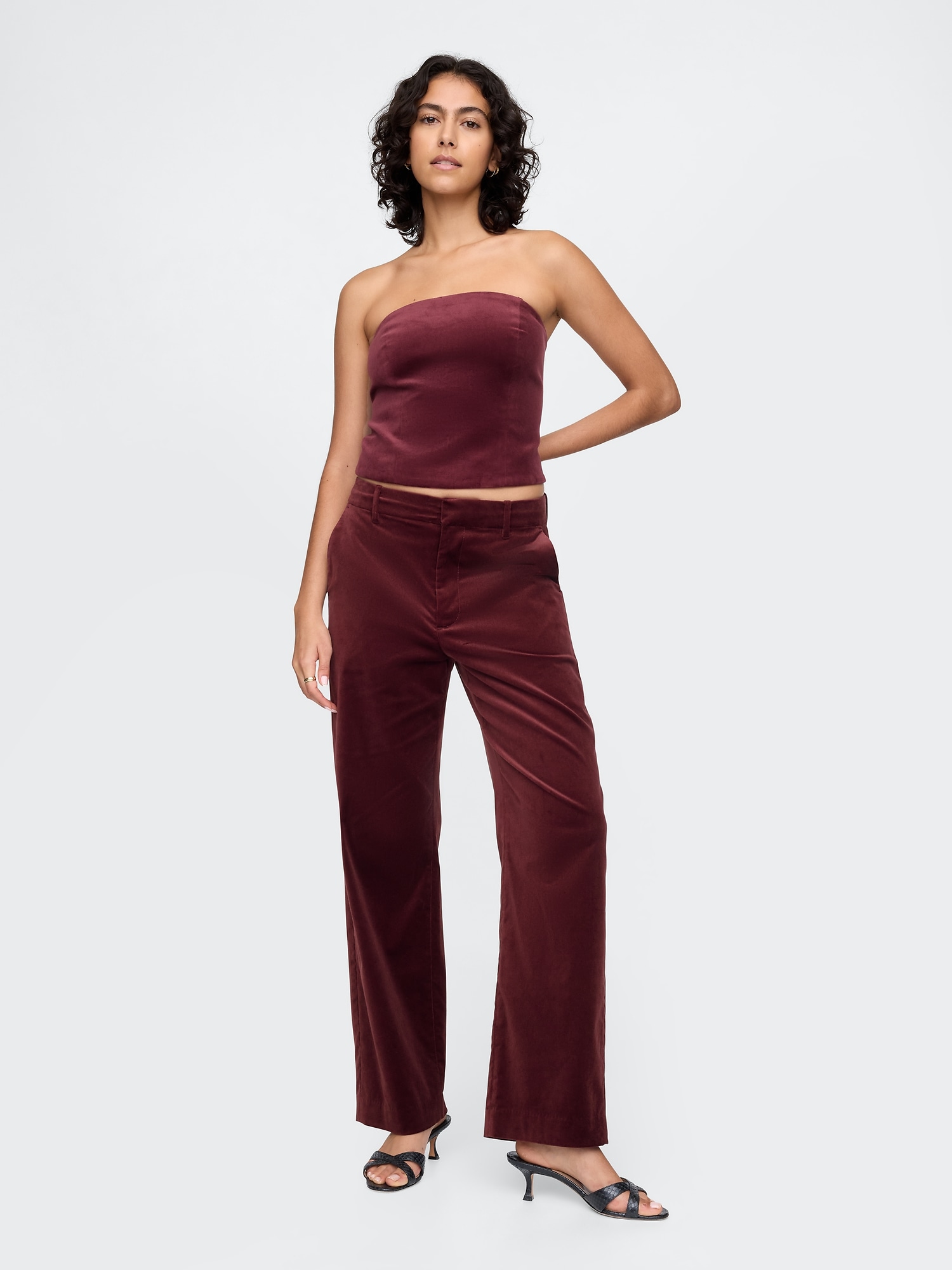 High waist velvet pants best sale