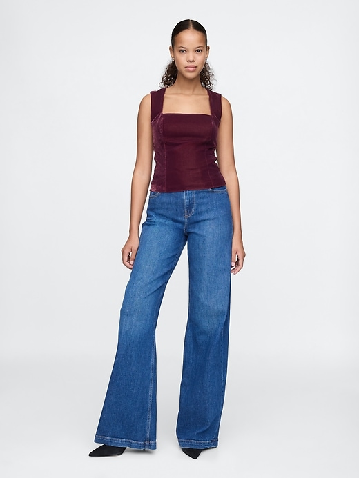 Image number 3 showing, Recycled Velvet Square-Neck Cropped Top