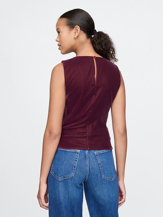 Image number 2 showing, Recycled Velvet Square-Neck Cropped Top