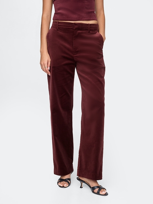 Image number 2 showing, High Rise Velvet Straight Pants