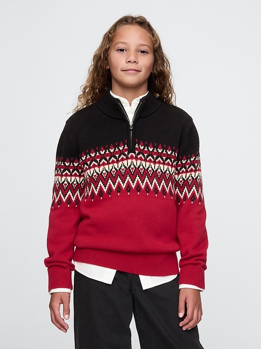 Image number 1 showing, Kids Fair Isle Half-Zip Pullover Sweater