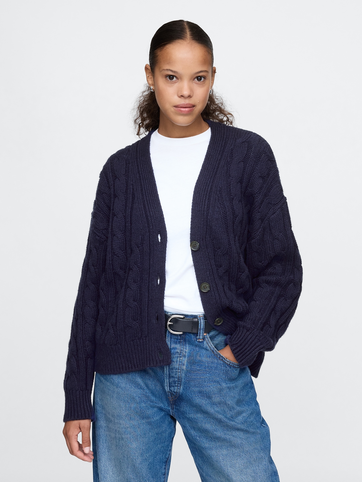 Cardigan surdimensionné en tricot torsadé