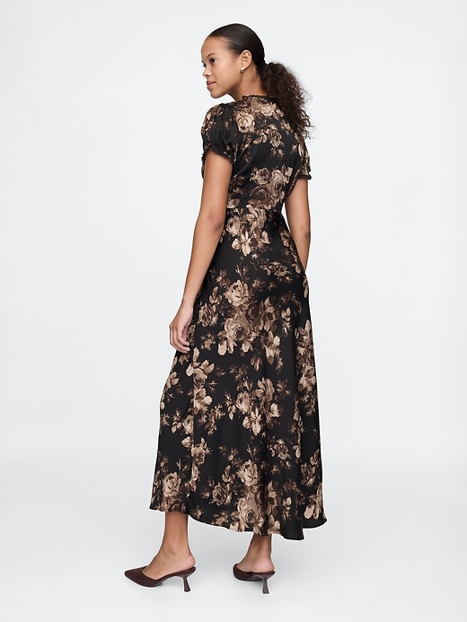 Image number 2 showing, Satin Lace-Trim Floral Maxi Dress