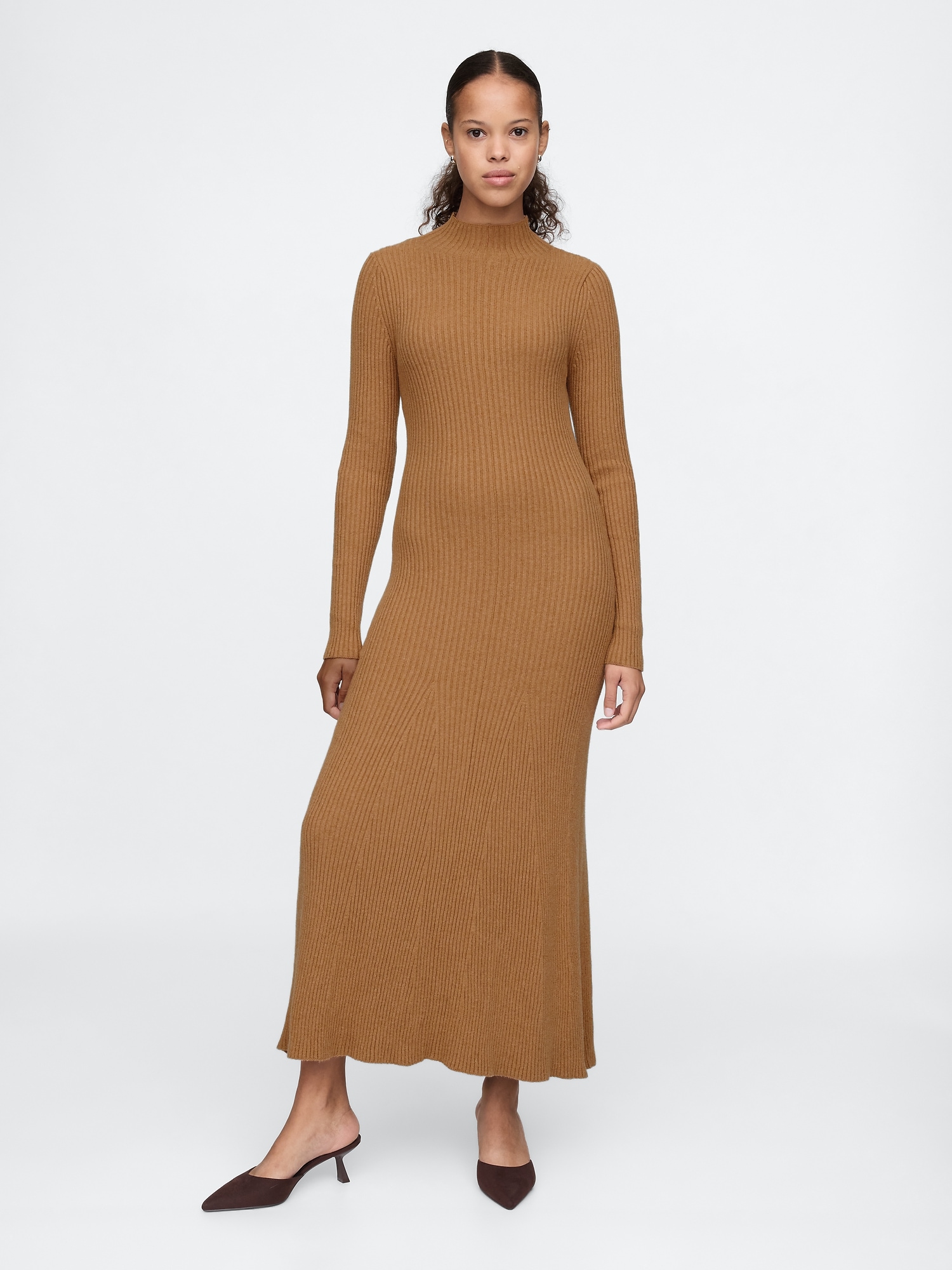 CashSoft Pleated Rib Maxi Sweater Dress