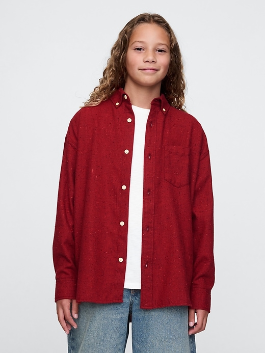 Image number 1 showing, Kids Oversized Flannel Oxford Shirt