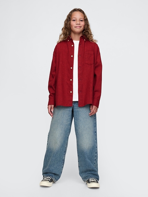 Image number 3 showing, Kids Oversized Flannel Oxford Shirt