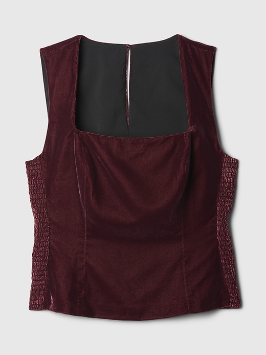 Image number 4 showing, Recycled Velvet Square-Neck Cropped Top