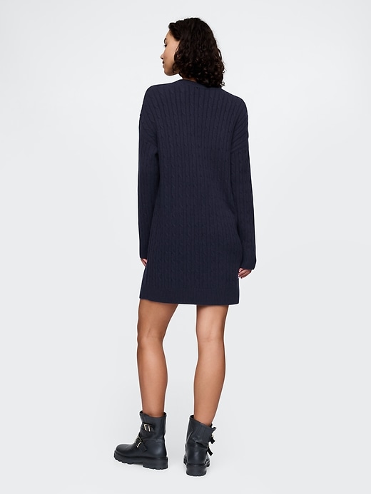 Image number 2 showing, CashSoft Cable-Knit Mini Sweater Dress