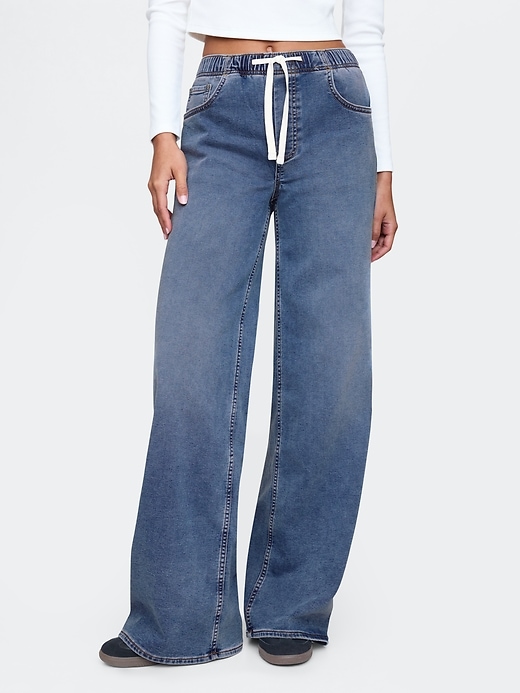 Image number 2 showing, Mid Rise Knit Easy Baggy Jeans