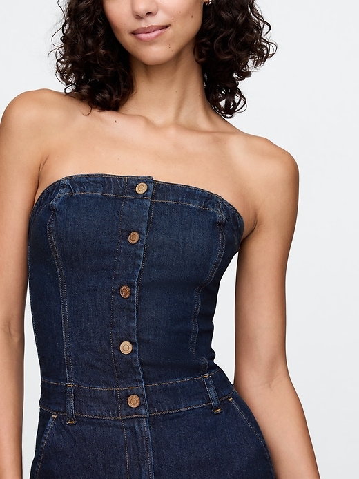 Image number 4 showing, Strapless Denim Jumpsuit