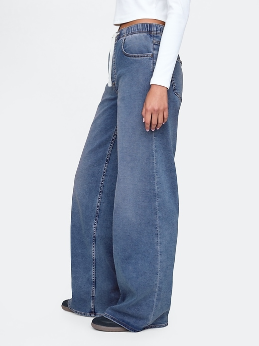 Image number 3 showing, Mid Rise Knit Easy Baggy Jeans