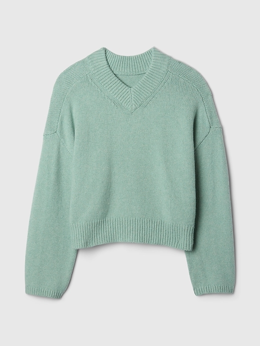 Image number 5 showing, CashSoft Cropped High V-Neck Sweater