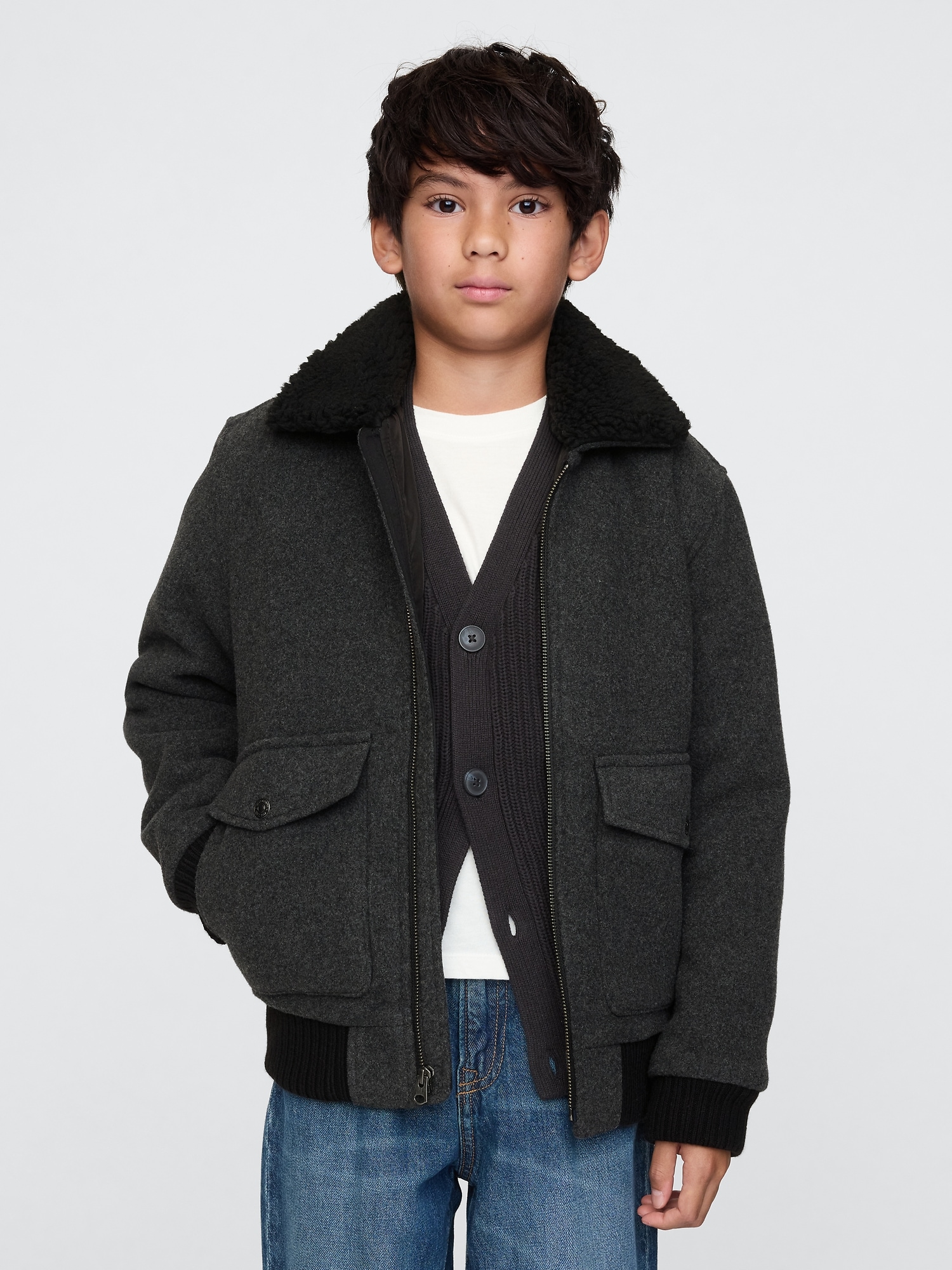 Blouson d’aviateur en laine pour Enfant