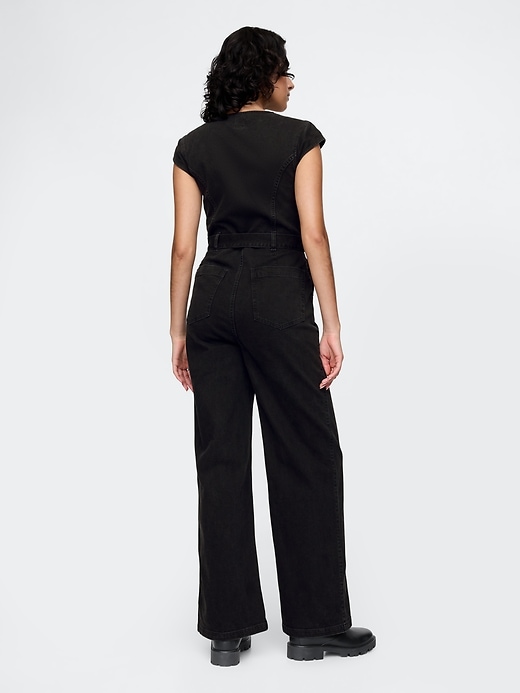 Image number 2 showing, Belted Denim Jumpsuit