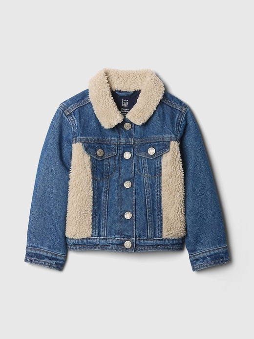 L'image numéro 1 présente Veste en denim emblématique avec cœur en Sherpa babyGap