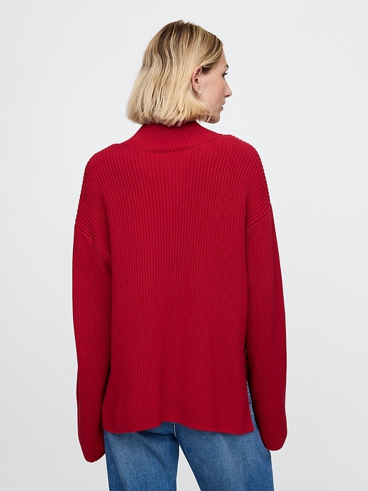 Image number 2 showing, Oversized Split-Hem Mockneck Sweater