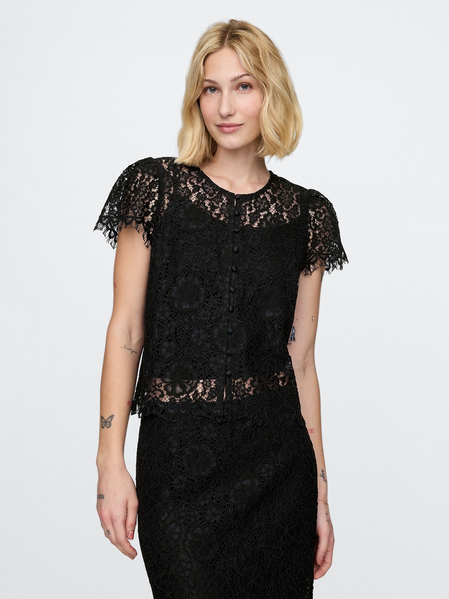 Lace Cap Sleeve Top