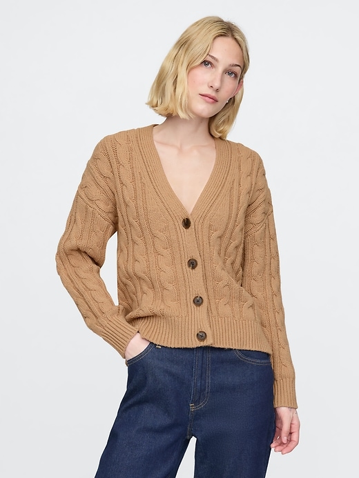 Image number 1 showing, Oversized Cable-Knit Cardigan