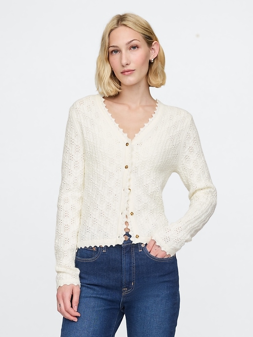 Image number 1 showing, CashSoft Pointelle Cardigan