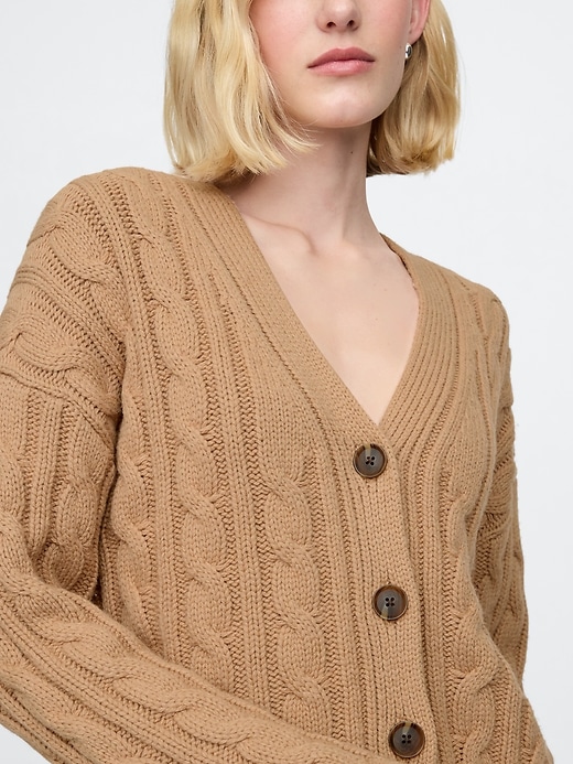 Image number 4 showing, Oversized Cable-Knit Cardigan