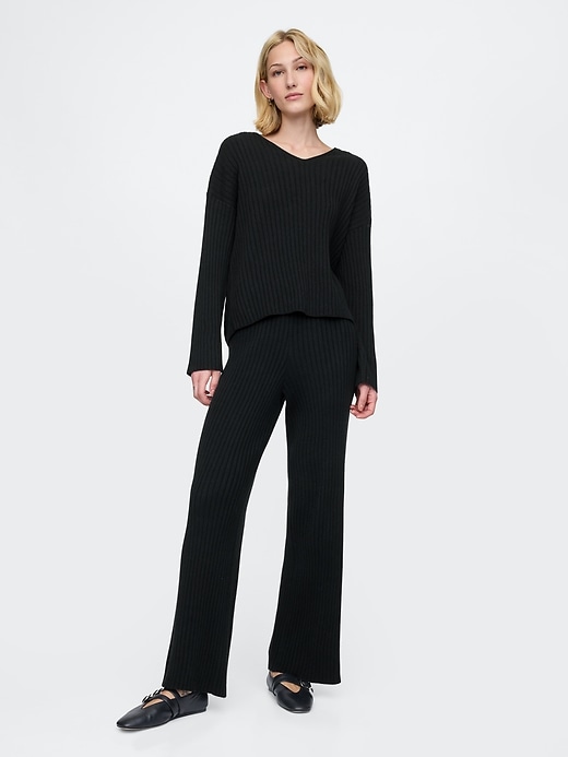 Image number 3 showing, CashSoft Wide Rib V-Neck Sweater