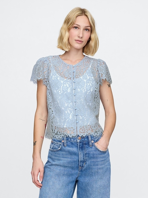 Image number 1 showing, Lace Cap Sleeve Top