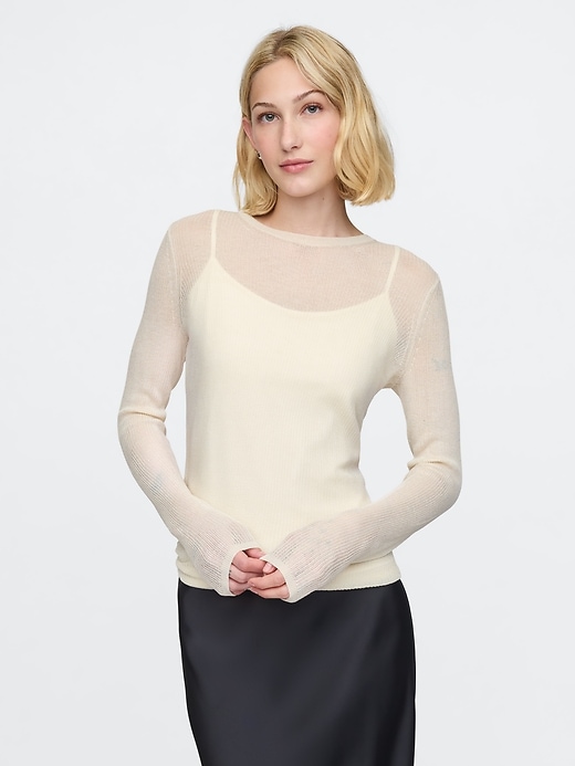 Image number 1 showing, Sheer Rib Sweater