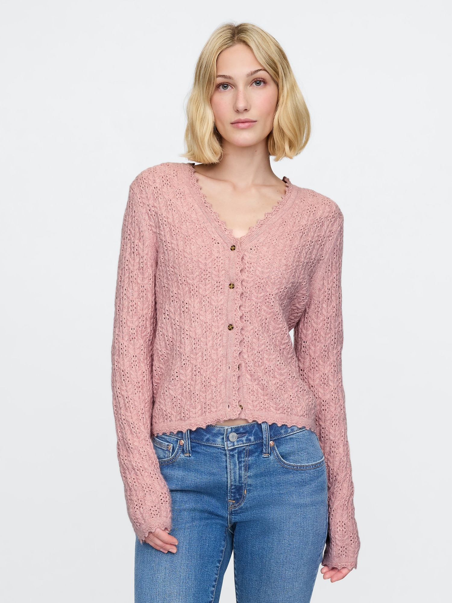 CashSoft Pointelle Cardigan