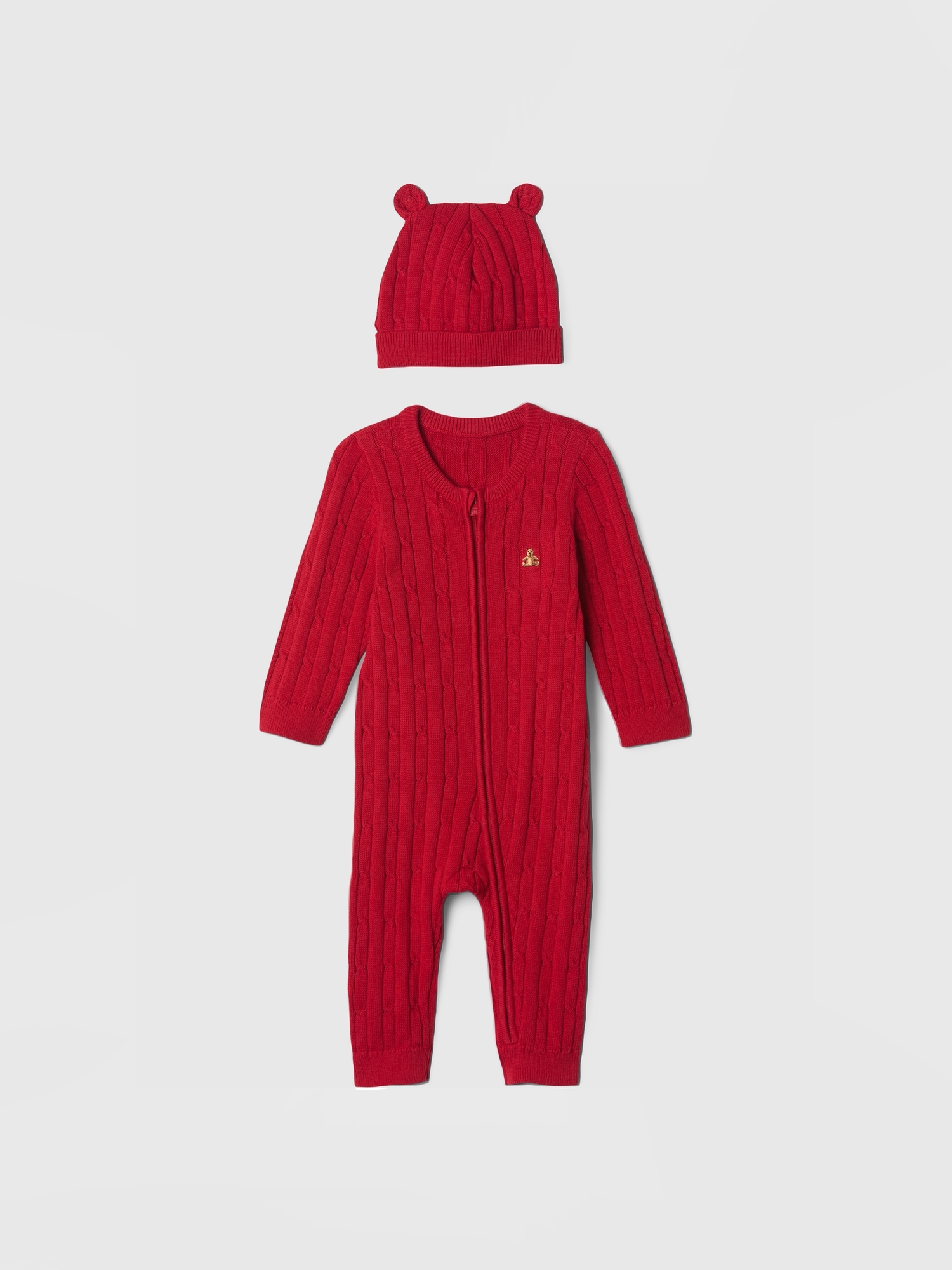 Ensemble en tricot torsadé pour Bébé - Rouge