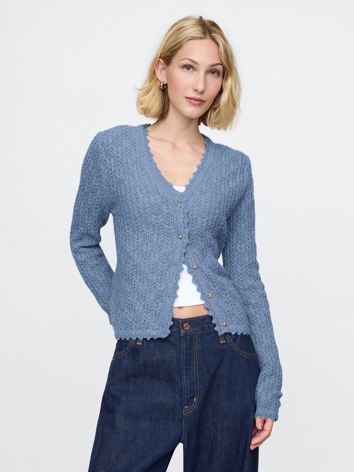 CashSoft Pointelle Cardigan