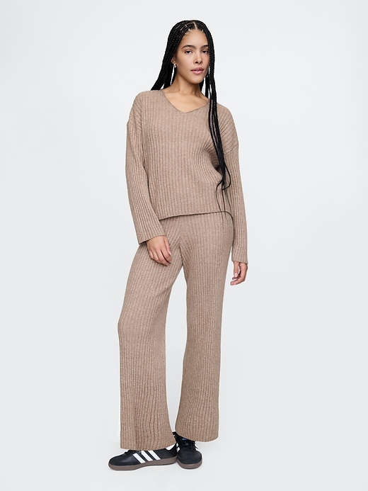 Image number 3 showing, CashSoft Wide Rib V-Neck Sweater