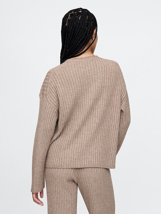 Image number 2 showing, CashSoft Wide Rib V-Neck Sweater