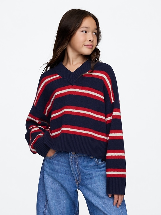 Image number 1 showing, Kids CashSoft Oversized V-Neck Sweater