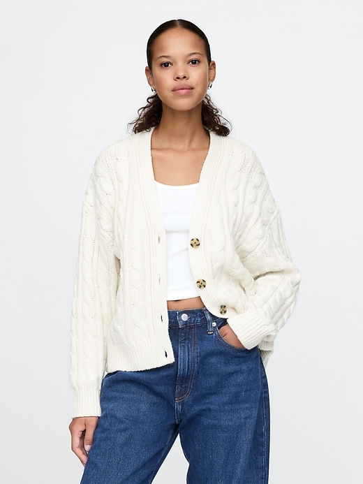 Image number 1 showing, Oversized Cable-Knit Cardigan