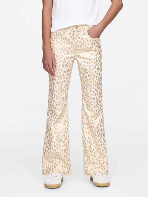 Image number 2 showing, Kids High Rise Leopard Foil &#39;70s Flare Jeans