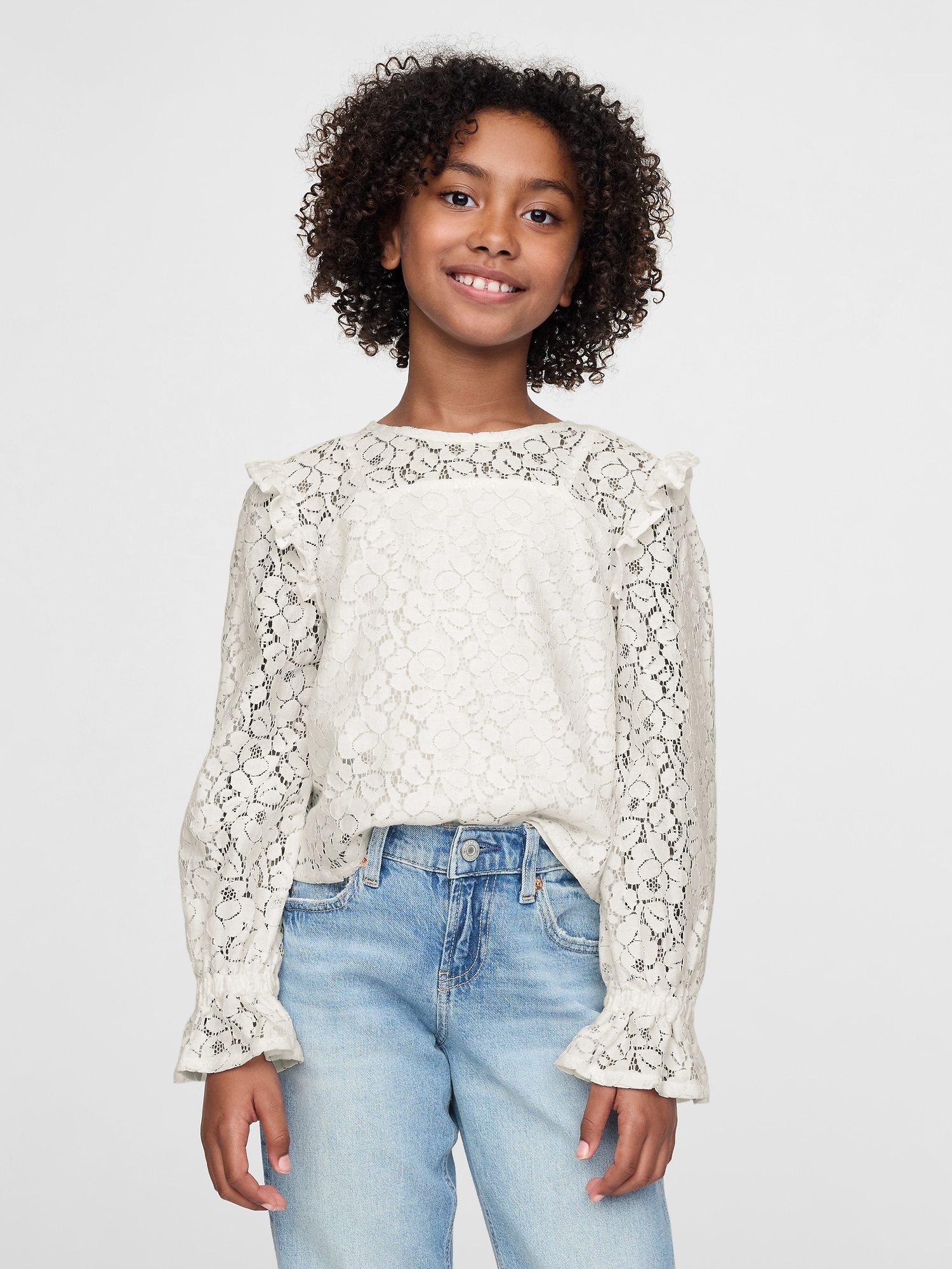 Kids Ruffle Lace Top